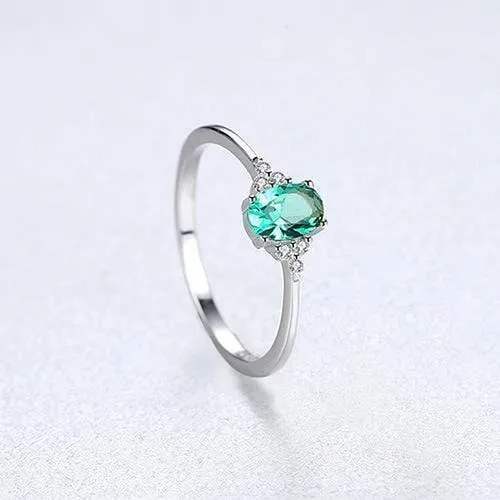 925 Sterling Silber Smaragd Edelstein Hochzeit Verlobung Diamanten Ring Damen Schmuck Geschenke Großhandel