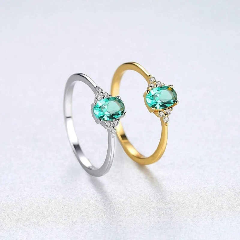 925 Sterling Silber Smaragd Edelstein Hochzeit Verlobung Diamanten Ring Damen Schmuck Geschenke Großhandel