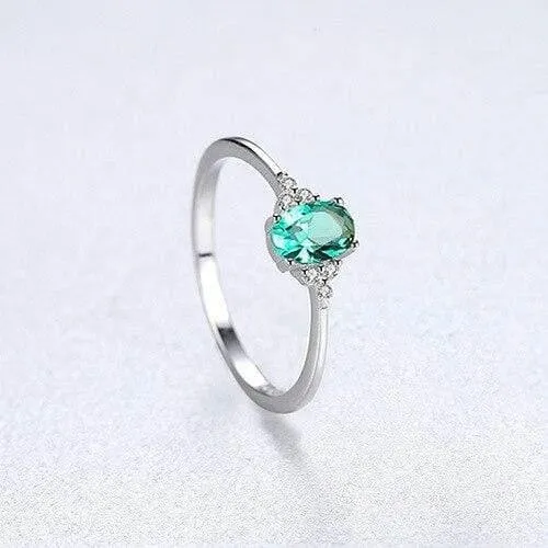 925 Sterling Silber Smaragd Edelstein Hochzeit Verlobung Diamanten Ring Damen Schmuck Geschenke Großhandel