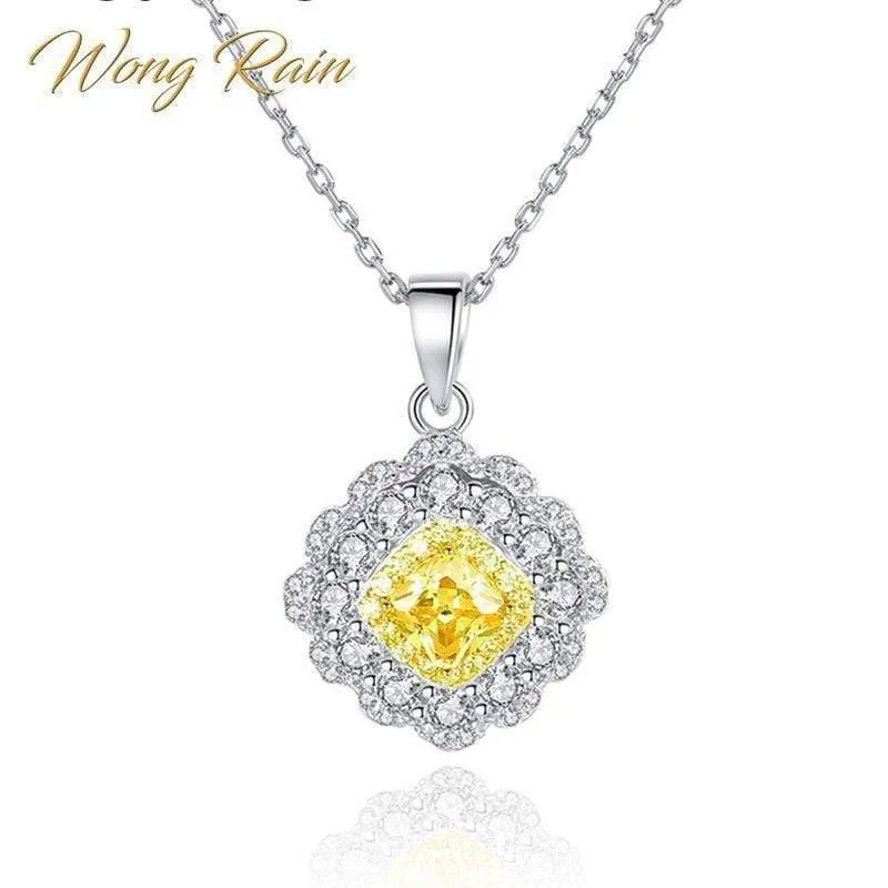 925 Sterling Silber Citrin Edelstein Geburtsstein Cocktail Party Diamanten Anhänger Halskette Schmuck Großhandel
