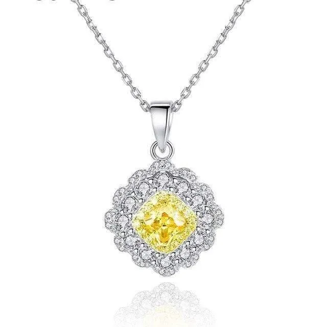 925 Sterling Silber Citrin Edelstein Geburtsstein Cocktail Party Diamanten Anhänger Halskette Schmuck Großhandel