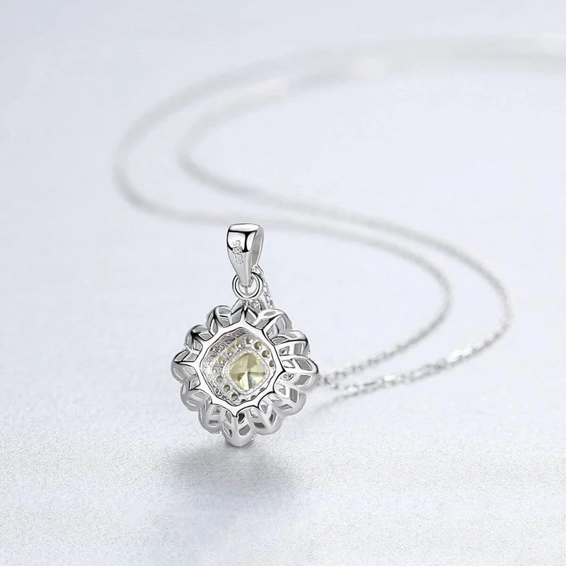 925 Sterling Silber Citrin Edelstein Geburtsstein Cocktail Party Diamanten Anhänger Halskette Schmuck Großhandel