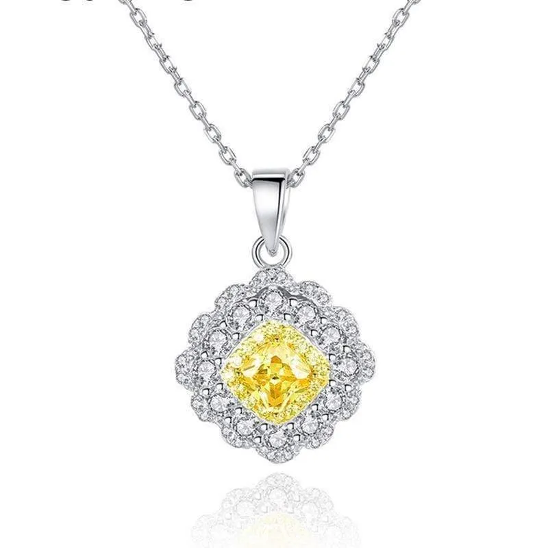 925 Sterling Silber Citrin Edelstein Geburtsstein Cocktail Party Diamanten Anhänger Halskette Schmuck Großhandel