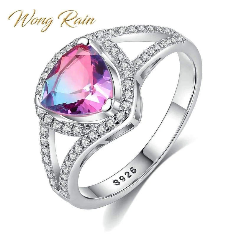 925 Sterling Silber Natürlicher Mystischer Topas Edelstein Hochzeit Verlobung Diamanten Ring Feiner Schmuck Großhandel