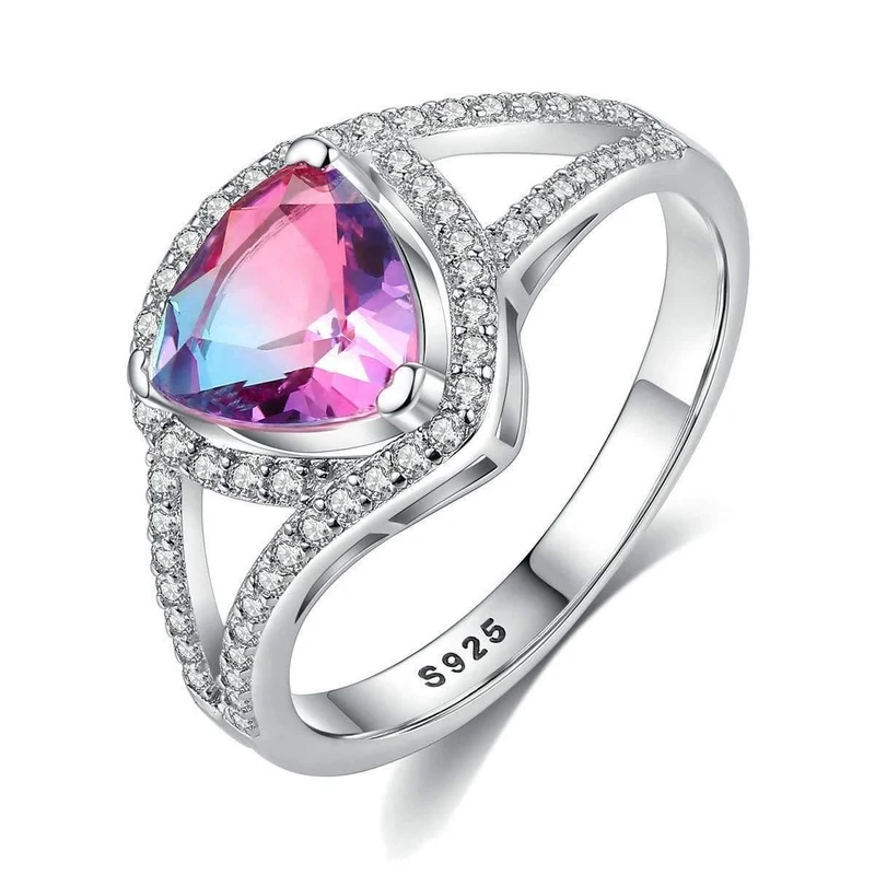 925 Sterling Silber Natürlicher Mystischer Topas Edelstein Hochzeit Verlobung Diamanten Ring Feiner Schmuck Großhandel