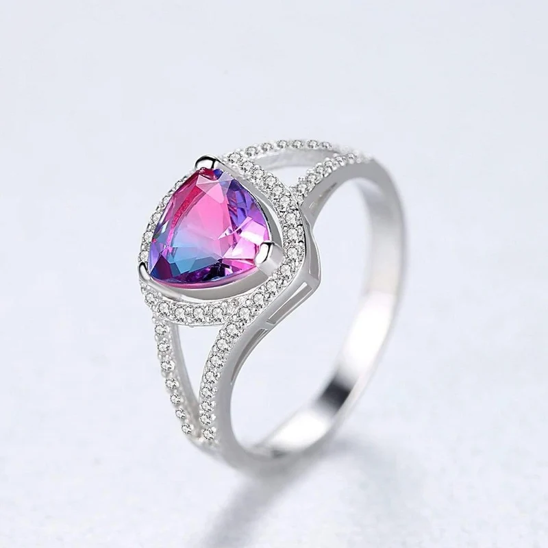 925 Sterling Silber Natürlicher Mystischer Topas Edelstein Hochzeit Verlobung Diamanten Ring Feiner Schmuck Großhandel