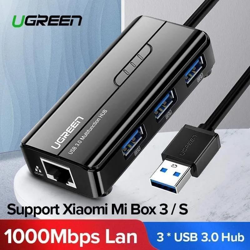 USB-Ethernet USB-3.0-2.0-RJ45-HUB für Xiaomi Mi Box 3 / S-Set-Top-Box-Ethernet-Adapter