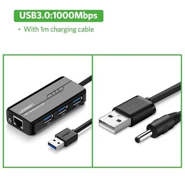 USB-Ethernet USB-3.0-2.0-RJ45-HUB für Xiaomi Mi Box 3 / S-Set-Top-Box-Ethernet-Adapter
