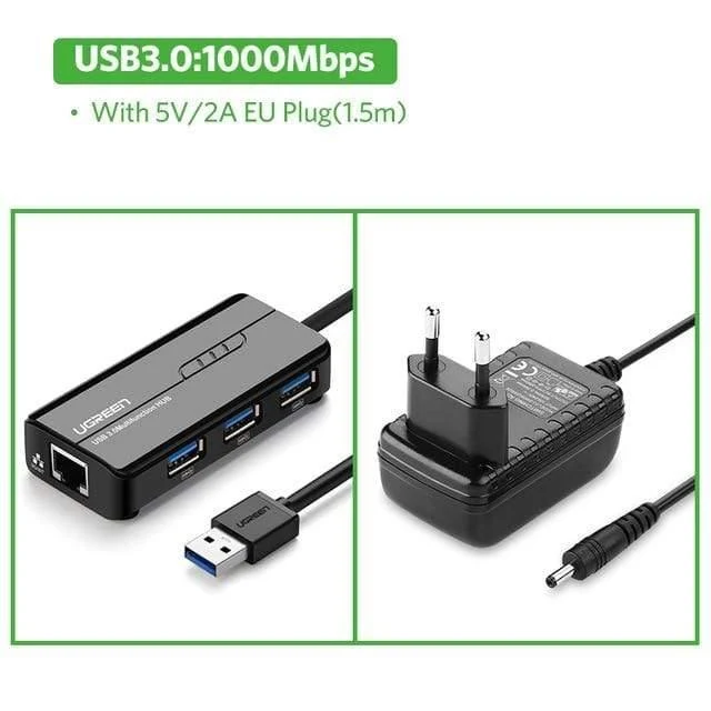 USB-Ethernet USB-3.0-2.0-RJ45-HUB für Xiaomi Mi Box 3 / S-Set-Top-Box-Ethernet-Adapter