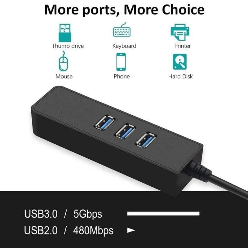 Ethernet-Adapter Tragbarer USB-3.0-zu-RJ45-10- / 100- / 1000-Mbps-Netzwerk-LAN-Kabeladapter