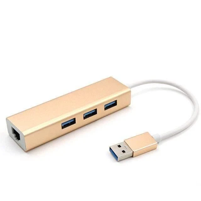 USB-Ethernet-Adapter 3-Ports USB-3.0-Hub USB-zu-Rj45-1000Mbps-Lan-Netzwerkkarte