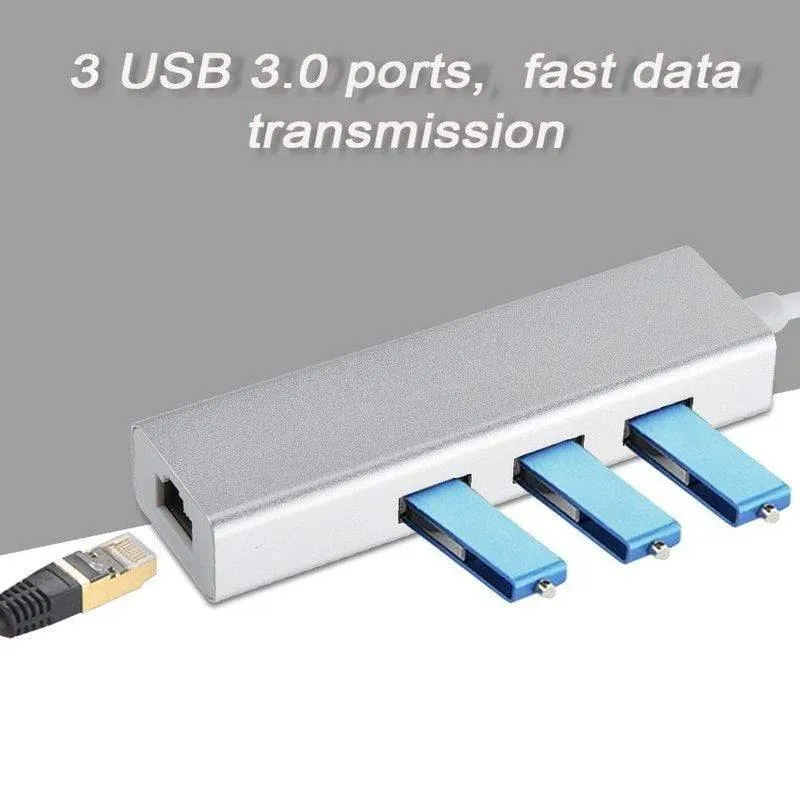 USB-Ethernet-Adapter 3-Ports USB-3.0-Hub USB-zu-Rj45-1000Mbps-Lan-Netzwerkkarte
