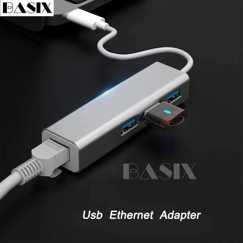 USB-Ethernet-Adapter 3-Ports USB-3.0-Hub USB-zu-Rj45-1000Mbps-Lan-Netzwerkkarte