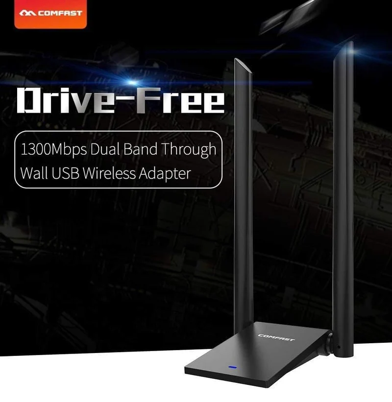 USB 3.0 Wireless WLAN-Adapter Dual Band 2.4 + 5 GHz 150–1300 Mbit/s 802.11AC 802.11 a/b/n/g/ac mit 2 x 6 dBi WLAN-Antennen