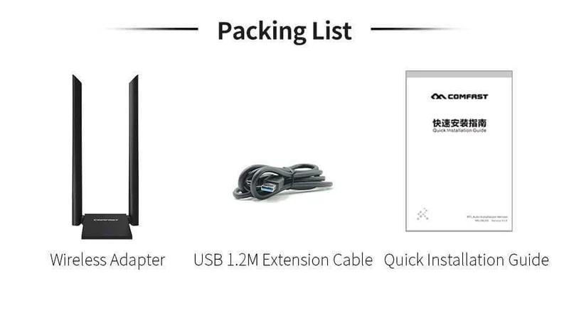 USB 3.0 Wireless WLAN-Adapter Dual Band 2.4 + 5 GHz 150–1300 Mbit/s 802.11AC 802.11 a/b/n/g/ac mit 2 x 6 dBi WLAN-Antennen