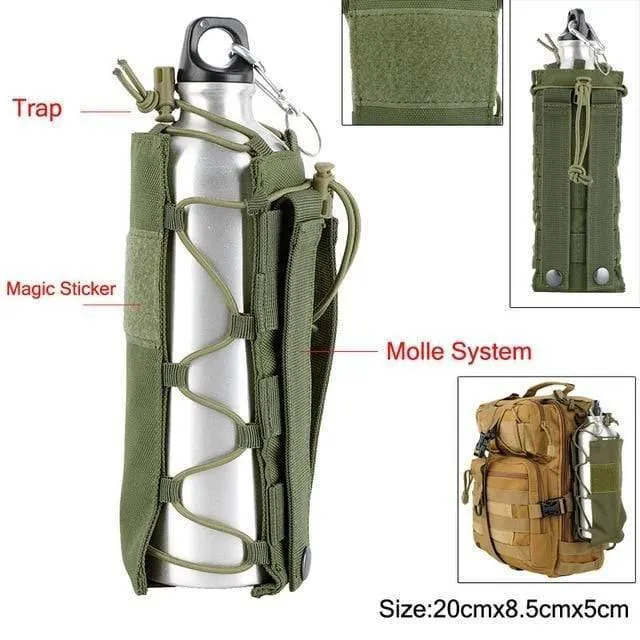 Wasserflaschentasche, taktische Armee, Wasserbeutel, Wasserkocher, Zubehörtaschen für Camping, Wandern, Reisen, Survival-Kits, Halter