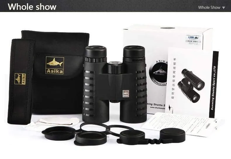 10x42 Camping Jagdfernrohre Asika Fernglas mit Umhängeband Tragetasche Teleskop Weitwinkel Profi-Fernglas HD