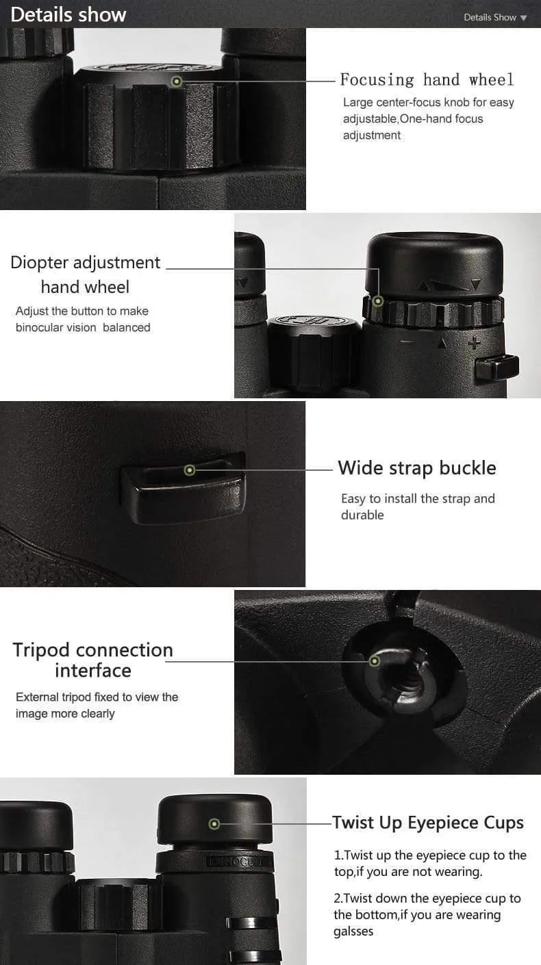 10x42 Camping Jagdfernrohre Asika Fernglas mit Umhängeband Tragetasche Teleskop Weitwinkel Profi-Fernglas HD