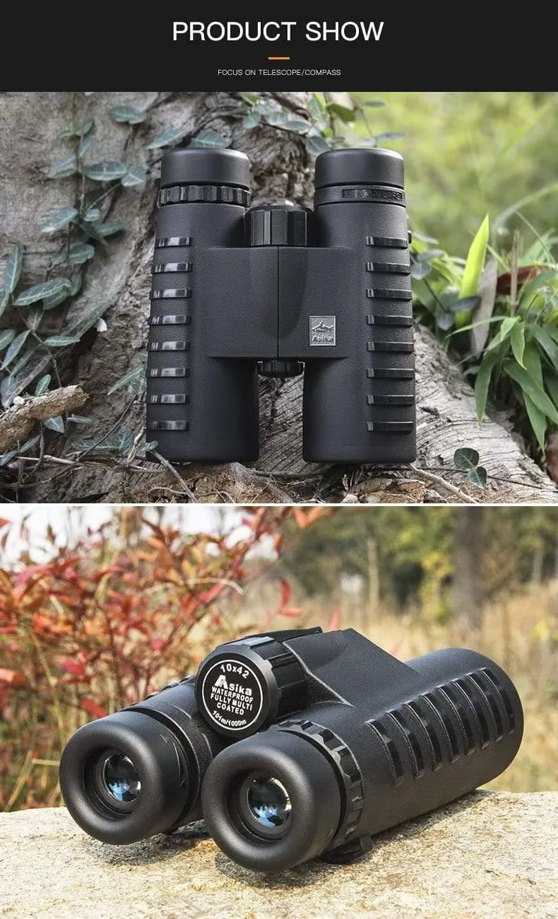 10x42 Camping Jagdfernrohre Asika Fernglas mit Umhängeband Tragetasche Teleskop Weitwinkel Profi-Fernglas HD