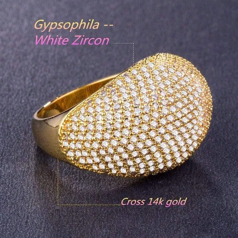 925 Sterling Silber Schmuck Diamantring Edelstahl Herren Indischer Schmuck Schatz voller Zirkon Goldring Roségold B1041