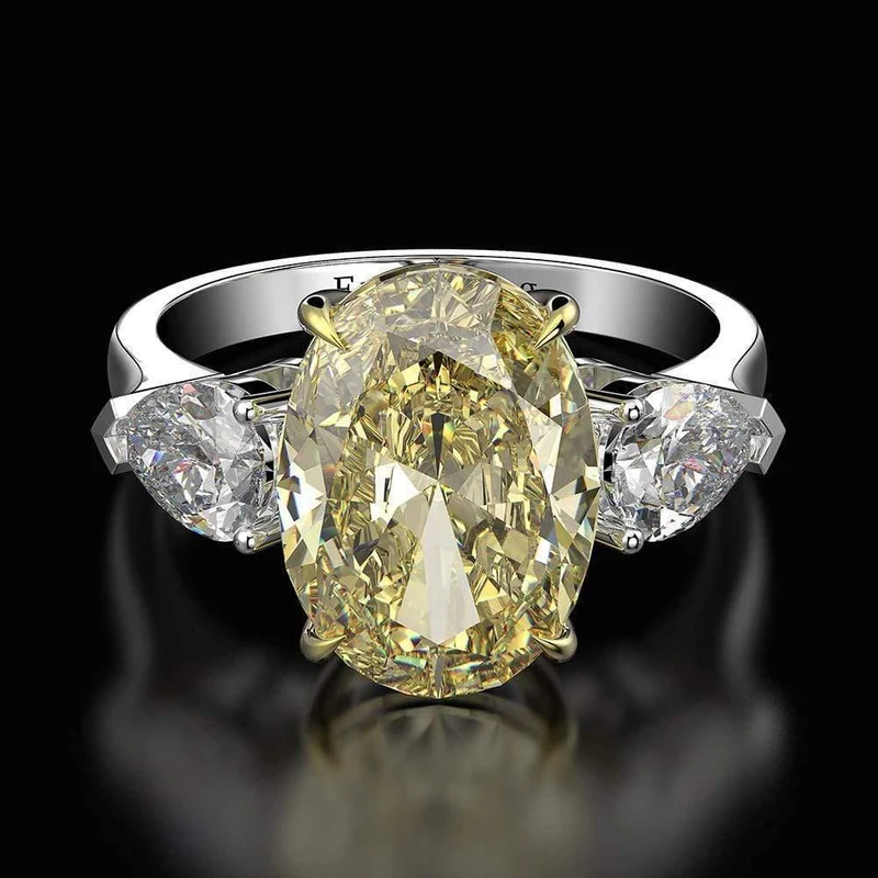 Ring aus massivem 925er-Sterlingsilber mit Moissanit-Edelsteinen, Hochzeit, Verlobung, Diamanten, edler Schmuck im Großhandel
