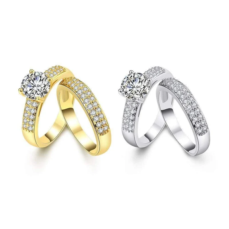 Ehering Echt Massiv 925 Sterling Silber Schmuck Ring Kubischer Verlobungsring Diamant Gold Silber Für Frauen Größe 5-9 DK