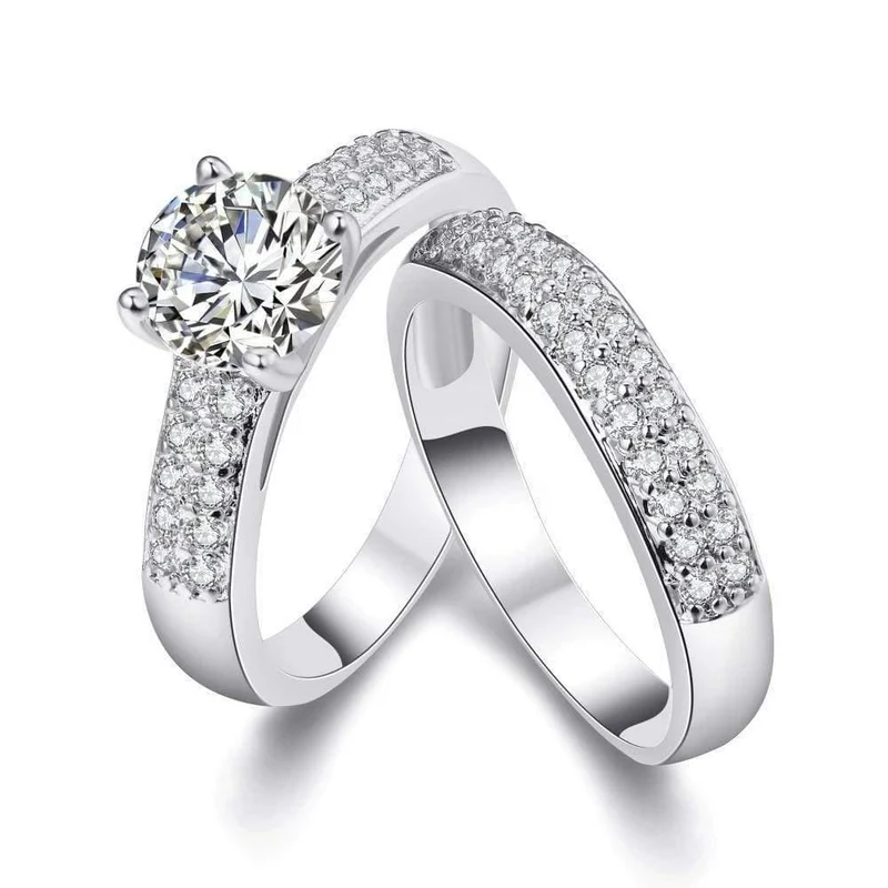 Ehering Echt Massiv 925 Sterling Silber Schmuck Ring Kubischer Verlobungsring Diamant Gold Silber Für Frauen Größe 5-9 DK