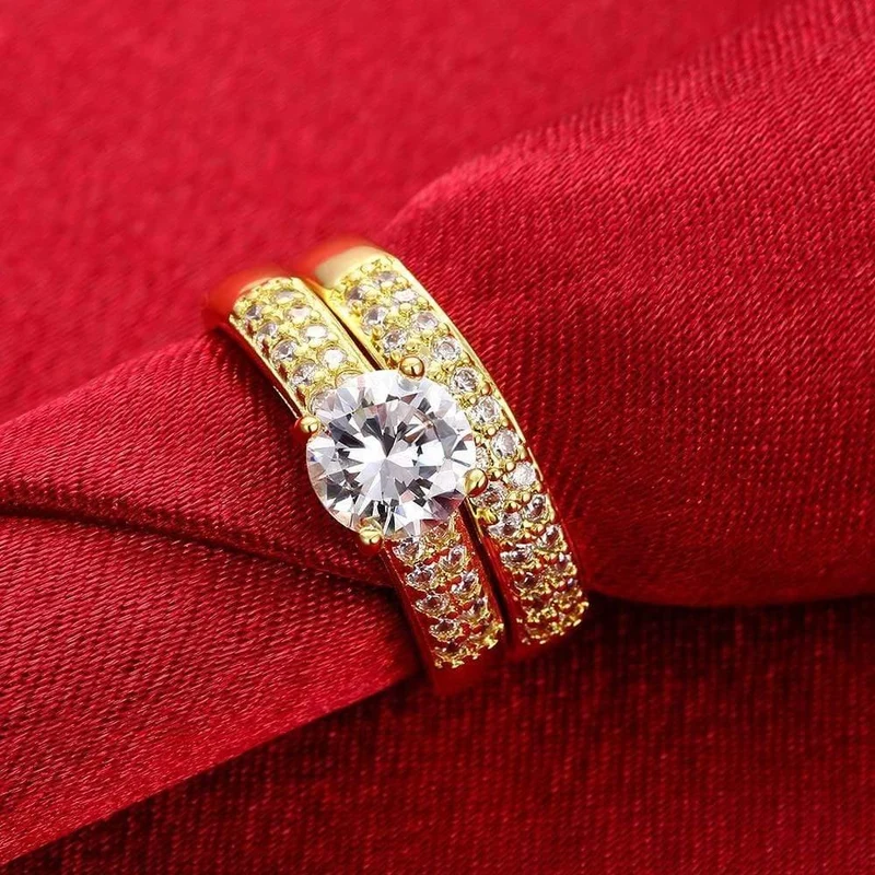 Ehering Echt Massiv 925 Sterling Silber Schmuck Ring Kubischer Verlobungsring Diamant Gold Silber Für Frauen Größe 5-9 DK
