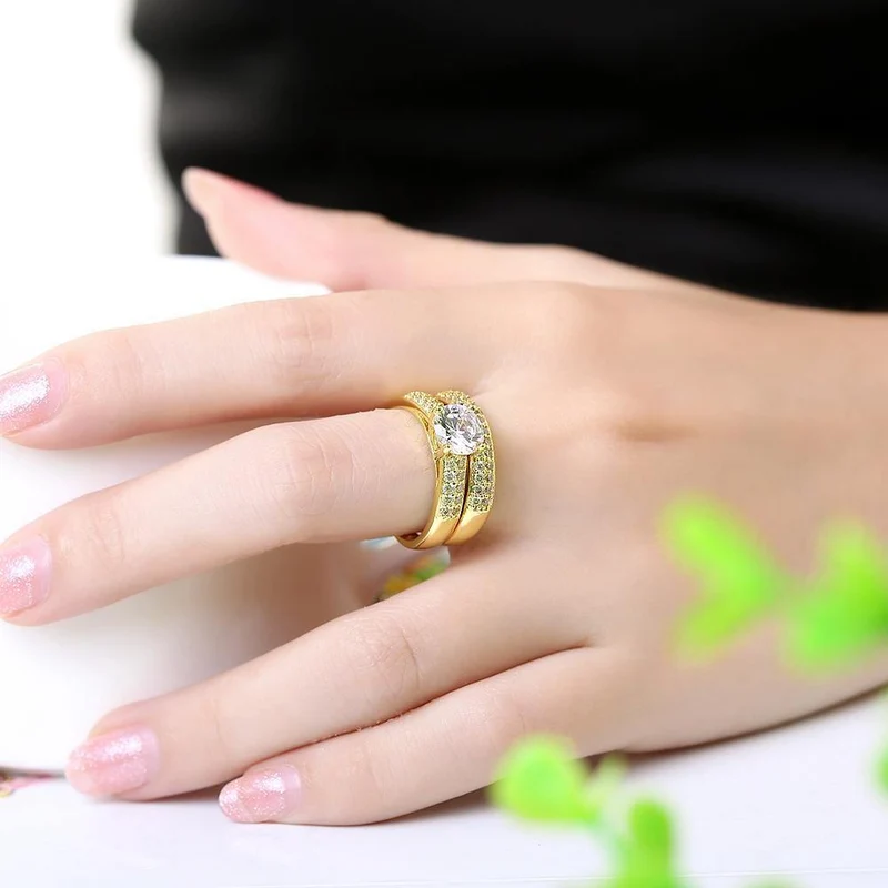 Ehering Echt Massiv 925 Sterling Silber Schmuck Ring Kubischer Verlobungsring Diamant Gold Silber Für Frauen Größe 5-9 DK