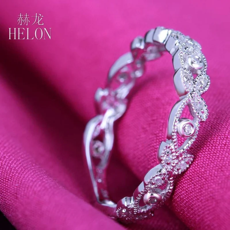 10k (417) Weißgold 0.15ct Naturdiamanten Ring Art Deco Milgrain Engagement Hochzeit Frauen Trendy Fine Jewelry