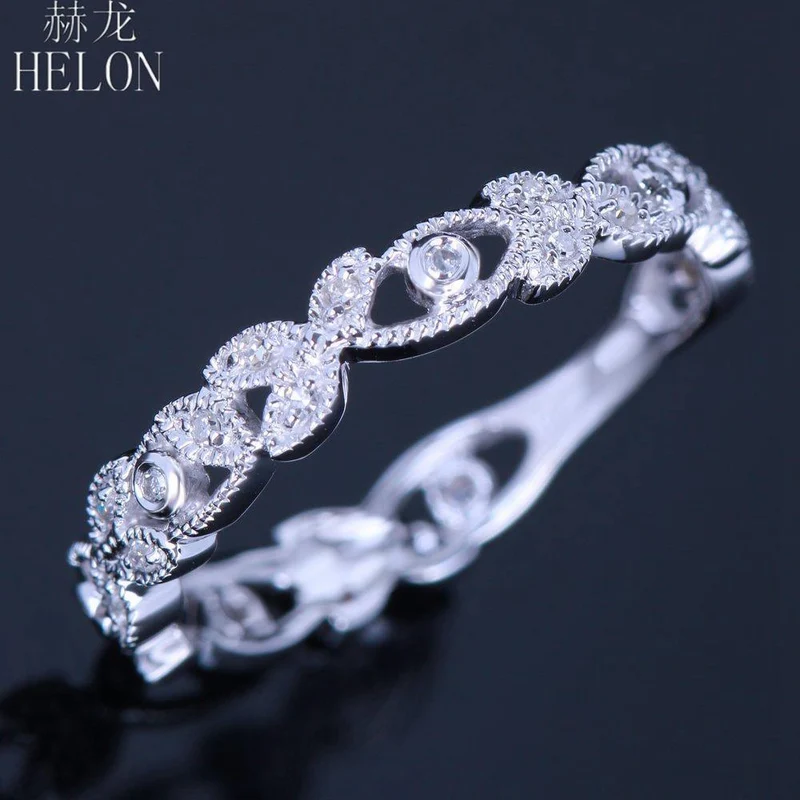 10k (417) Weißgold 0.15ct Naturdiamanten Ring Art Deco Milgrain Engagement Hochzeit Frauen Trendy Fine Jewelry