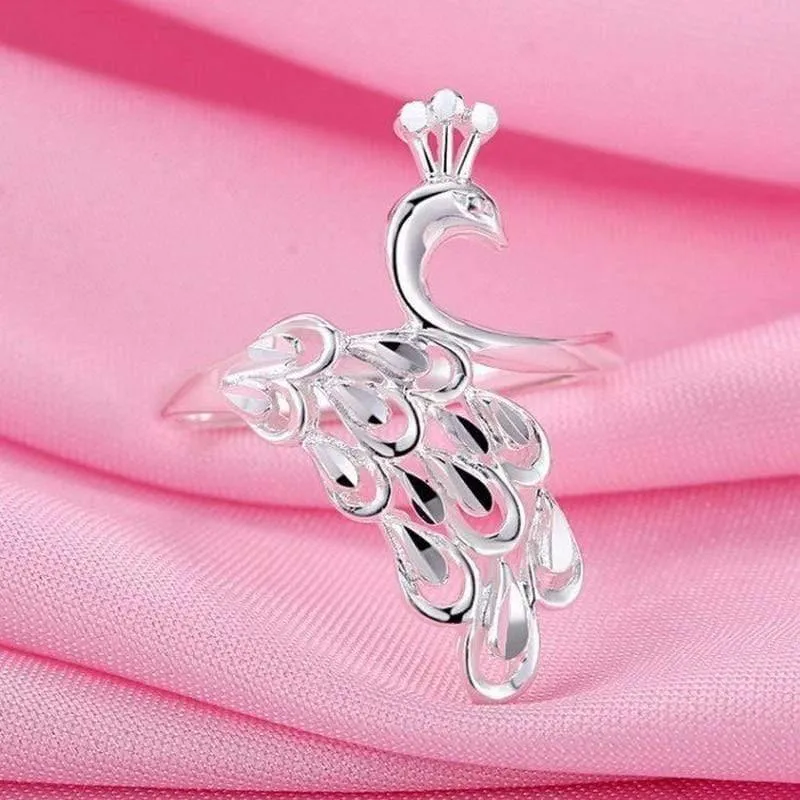 Silber 925 Schmuck Gold 925 Ring Diamantring Sterling Silber Ringe Pfau Öffnung Modeschmuck Luxus Schmuck Retro 8558285