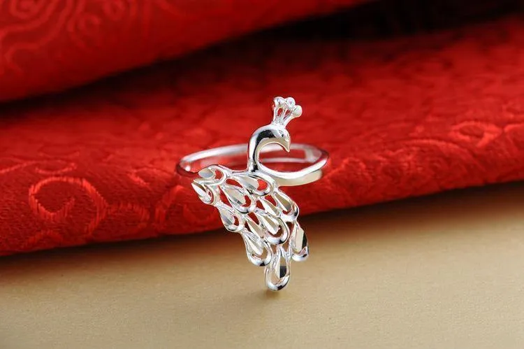 Silber 925 Schmuck Gold 925 Ring Diamantring Sterling Silber Ringe Pfau Öffnung Modeschmuck Luxus Schmuck Retro 8558285