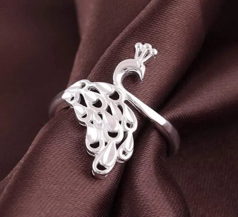 Silber 925 Schmuck Gold 925 Ring Diamantring Sterling Silber Ringe Pfau Öffnung Modeschmuck Luxus Schmuck Retro 8558285