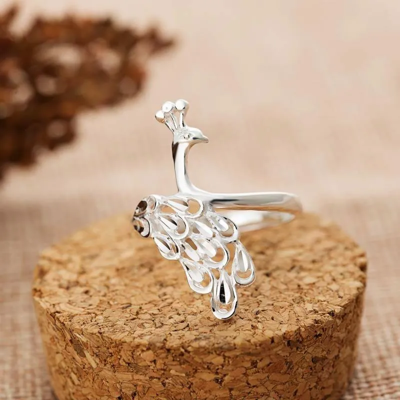 Silber 925 Schmuck Gold 925 Ring Diamantring Sterling Silber Ringe Pfau Öffnung Modeschmuck Luxus Schmuck Retro 8558285