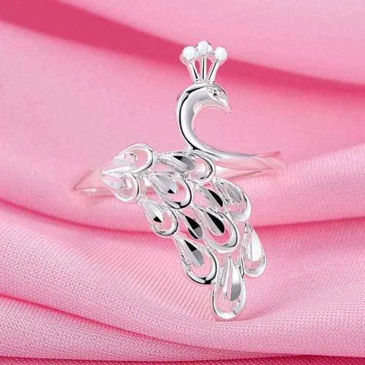 Silber 925 Schmuck Gold 925 Ring Diamantring Sterling Silber Ringe Pfau Öffnung Modeschmuck Luxus Schmuck Retro 8558285
