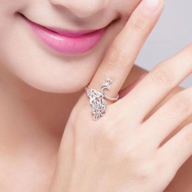 Silber 925 Schmuck Gold 925 Ring Diamantring Sterling Silber Ringe Pfau Öffnung Modeschmuck Luxus Schmuck Retro 8558285