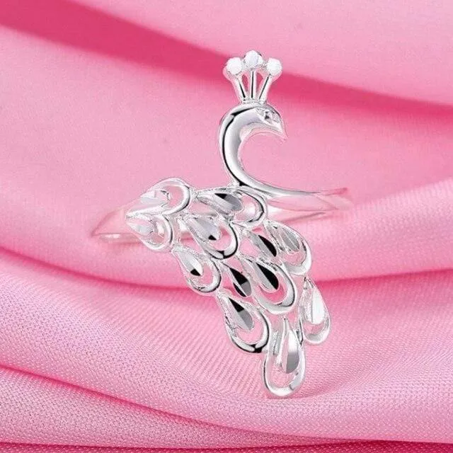 Silber 925 Schmuck Gold 925 Ring Diamantring Sterling Silber Ringe Pfau Öffnung Modeschmuck Luxus Schmuck Retro 8558285