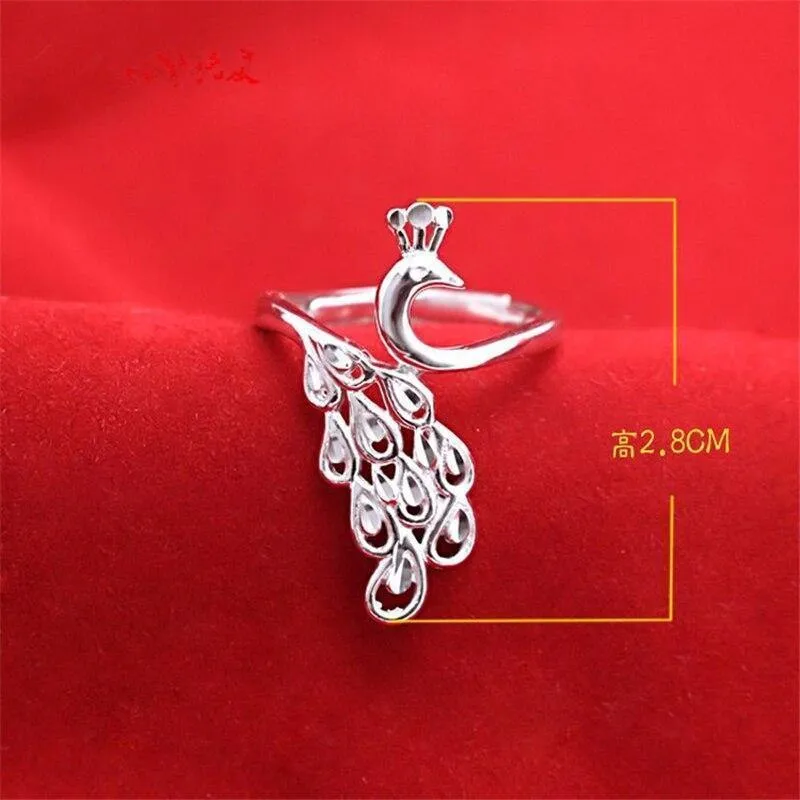 Silber 925 Schmuck Gold 925 Ring Diamantring Sterling Silber Ringe Pfau Öffnung Modeschmuck Luxus Schmuck Retro 8558285
