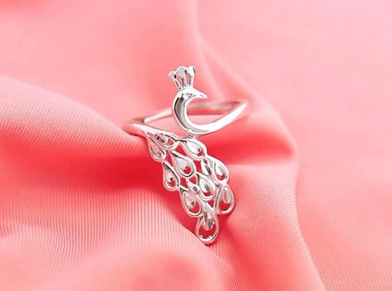Silber 925 Schmuck Gold 925 Ring Diamantring Sterling Silber Ringe Pfau Öffnung Modeschmuck Luxus Schmuck Retro 8558285