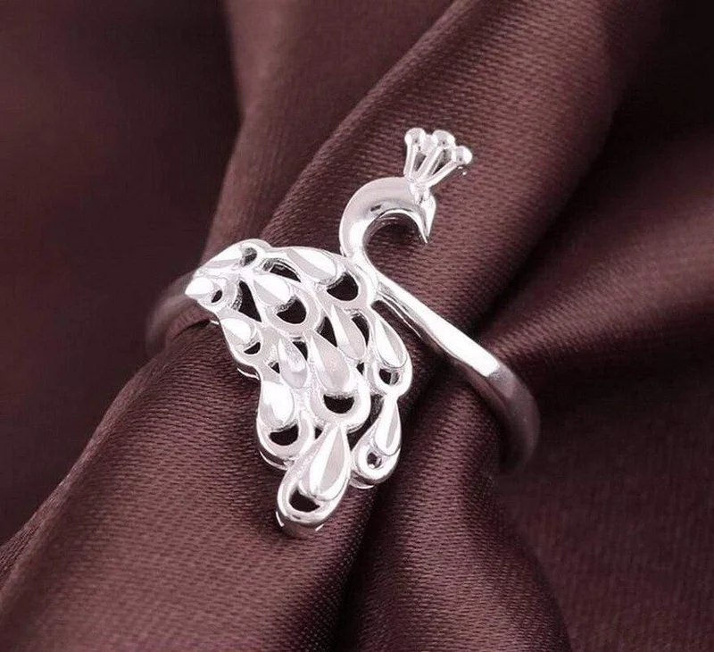 Silber 925 Schmuck Gold 925 Ring Diamantring Sterling Silber Ringe Pfau Öffnung Modeschmuck Luxus Schmuck Retro 8558285