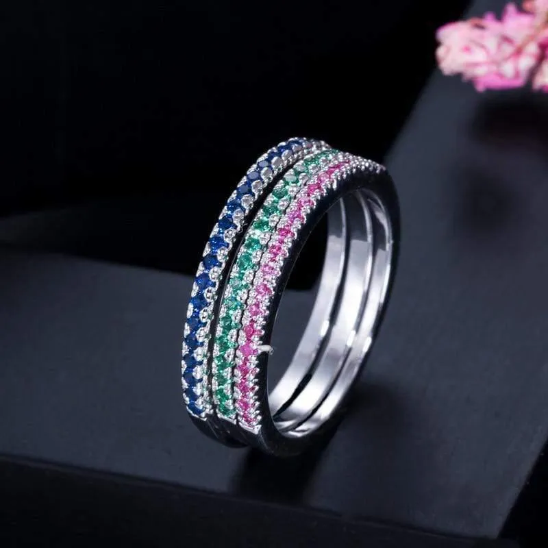 3 PCS 925 Sterling Silber Erstellt Moissanite Edelstein Hochzeit Engagement Diamanten Ring Sets Edlen Schmuck Großhandel