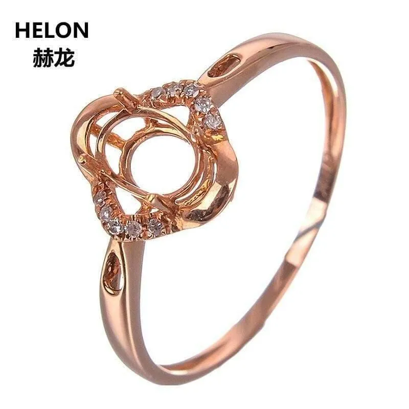 14 Karat Roségold Naturdiamanten Ring 4 x 6 mm Oval Cut Semi Mount Verlobungsring für Frauen Gelb Weiß Gold akzeptieren Größe ändern