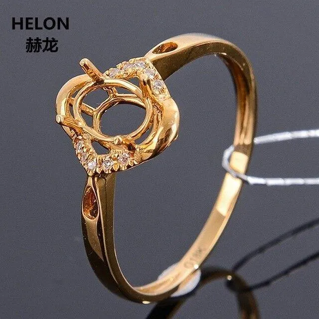 14 Karat Roségold Naturdiamanten Ring 4 x 6 mm Oval Cut Semi Mount Verlobungsring für Frauen Gelb Weiß Gold akzeptieren Größe ändern
