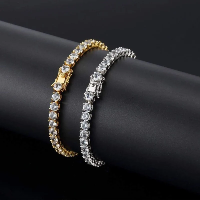 Zirkon Mode 1 Row 5mm Breite Gliederkette CZ Armbänder Hiphop Schmuck Geschenk für Unisex