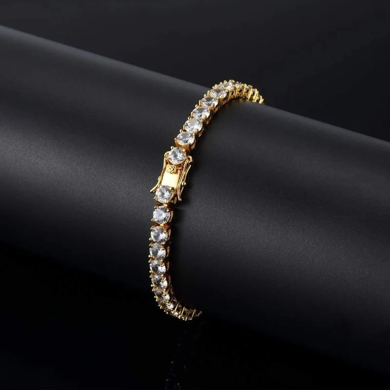 Zirkon Mode 1 Row 5mm Breite Gliederkette CZ Armbänder Hiphop Schmuck Geschenk für Unisex