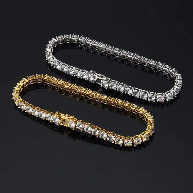 Zirkon Mode 1 Row 5mm Breite Gliederkette CZ Armbänder Hiphop Schmuck Geschenk für Unisex