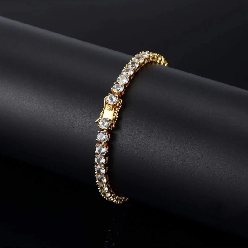 Zirkon Mode 1 Row 5mm Breite Gliederkette CZ Armbänder Hiphop Schmuck Geschenk für Unisex