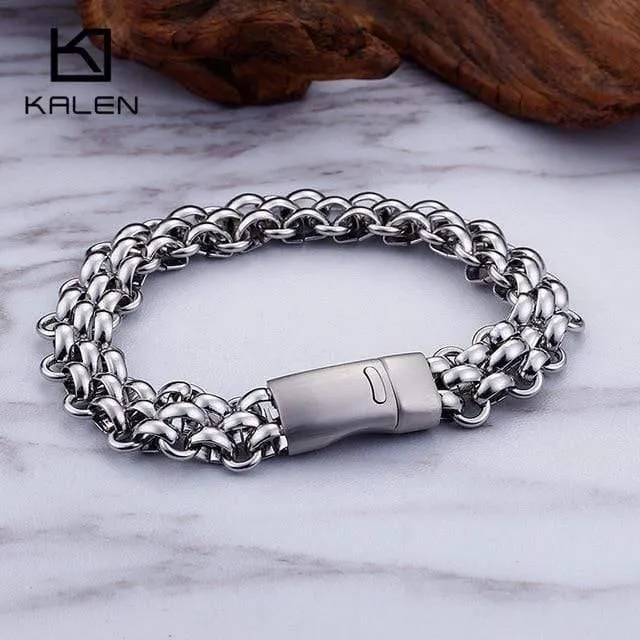 Italien Gold Edelstahl Kette Link Armbänder Für Männer Mode Männlichen 22CM Magnetische Hand Kette Armbänder Schmuck
