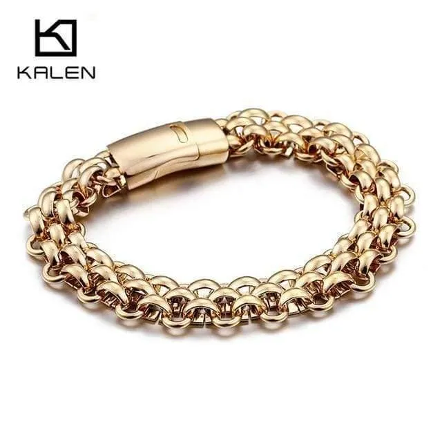 Italien Gold Edelstahl Kette Link Armbänder Für Männer Mode Männlichen 22CM Magnetische Hand Kette Armbänder Schmuck